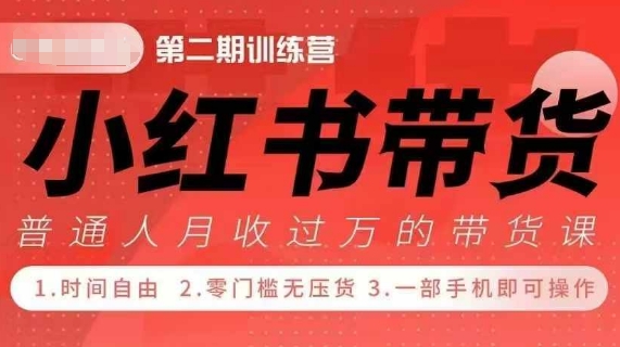 小Red书带货42天训练营 2.0版，宝妈+自由职+上班族+大学生，提高副业收入的大红利项目-网创电课网