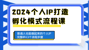 2024个人IP打造孵化模式流程课，普通人也能做起来的个人IP完整的13个流程步骤-网创电课网
