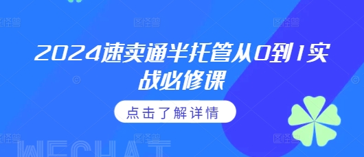 2024速卖通半托管从0到1实战必修课,掌握通投广告打法、熟悉速卖通半托管的政策细节-网创电课网
