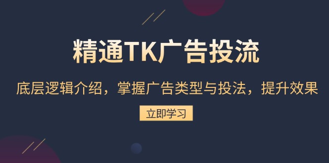 精通TK广告投流：底层逻辑介绍，掌握广告类型与投法，提升效果-网创电课网