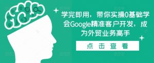 学完即用，带你实操0基础学会Google精准客户开发，成为外贸业务高手-网创电课网