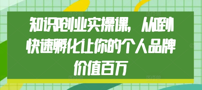 知识IP创业实操课，从0到1快速孵化让你的个人品牌价值百万-网创电课网