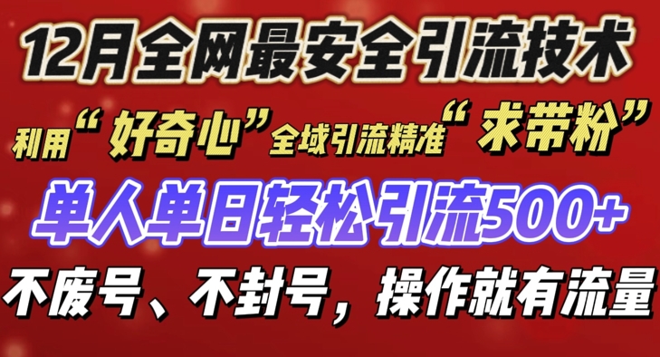 12 月份全网最安全引流创业粉技术来袭，不封号不废号，有操作就有流量-网创电课网