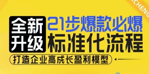 21步爆款必爆标准化流程,全新升级,打造企业高成长盈利模型-网创电课网