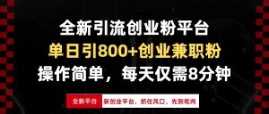 全新引流创业粉平台，单日引800+创业兼职粉，抓住风口先到吃肉，每天仅…-网创电课网