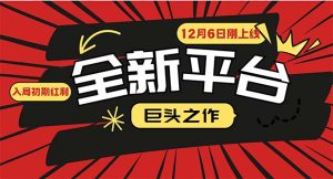 又一个全新平台巨头之作,12月6日刚上线,小白入局初期红利的关键,想…-网创电课网