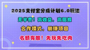2025支付宝分成计划6.0玩法，合作模式，靠管道收益实现躺赚！-网创电课网