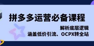 拼多多运营必备课程，解析底层逻辑，涵盖低价引流、OCPX转全站-网创电课网