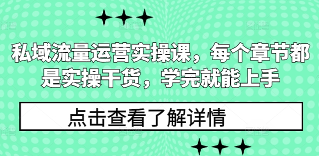 私域流量运营实操课，每个章节都是实操干货，学完就能上手-网创电课网