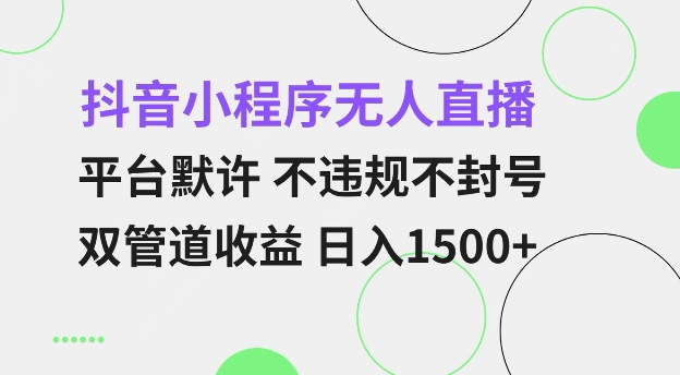 抖音小程序无人直播 平台默许 不违规不封号 双管道收益 日入多张 小白也能轻松操作【仅揭秘】-网创电课网