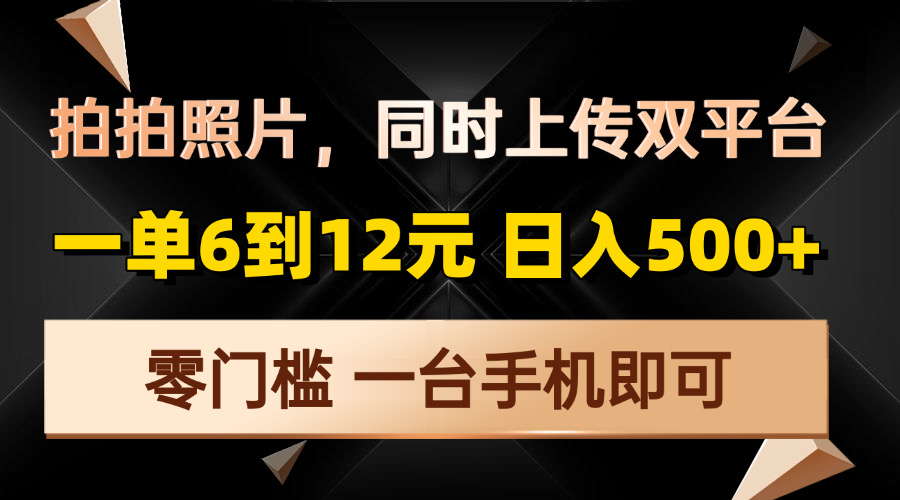 拍拍照片，同时上传双平台，一单6到12元，轻轻松松日入500+，零门槛，…-网创电课网