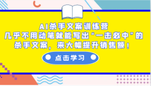 AI杀手文案训练营：几乎不用动笔就能写出“一击必中”的杀手文案，来大幅提升销售额！-网创电课网