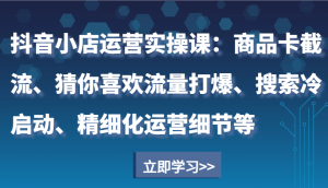 抖音小店运营实操课:商品卡截流、猜你喜欢流量打爆、搜索冷启动、精细化运营细节等-网创电课网