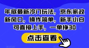 年底最新冷门玩法，京东家政新风口，操作简单，新手小白可直接上手，一单挣30-网创电课网
