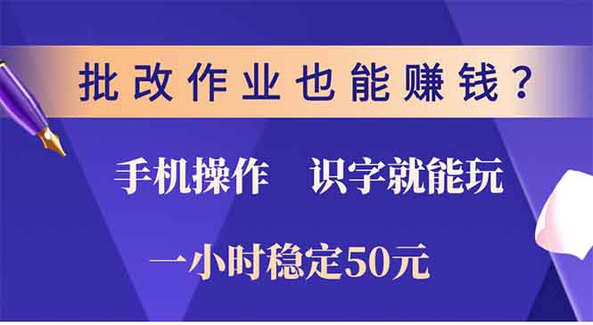 批改作业也能赚钱？0门槛手机项目，识字就能玩！一小时50元！-网创电课网