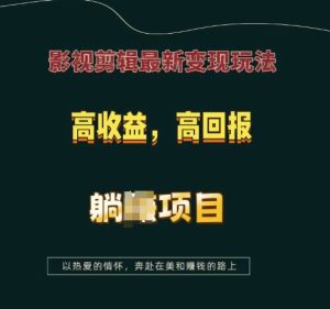 影视剪辑最新变现玩法，高收益，高回报，躺Z项目-网创电课网