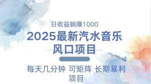 2025最新汽水音乐躺赚项目 每天几分钟 日入1000＋-网创电课网