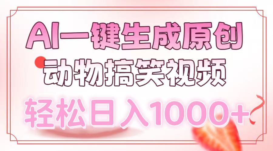 AI一键生成原创动物搞笑视频，轻松日入1000+-网创电课网