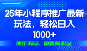 25年微信小程序推广最新玩法，轻松日入1000+，操作简单 做就有收益-网创电课网