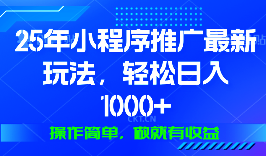 25年微信小程序推广最新玩法，轻松日入1000+，操作简单 做就有收益-网创电课网