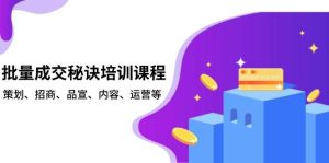 批量成交秘诀培训课程，策划、招商、品宣、内容、运营等-网创电课网