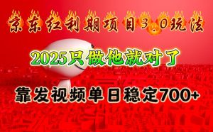 京东红利项目3.0玩法，2025只做他就对了，靠发视频单日稳定700+-网创电课网