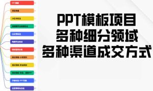 PPT模板项目，多种细分领域，多种渠道成交方式，实操教学-网创电课网