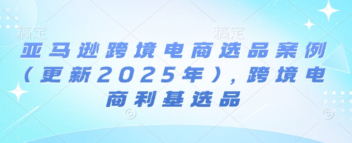 亚马逊跨境电商选品案例(更新2025年)，跨境电商利基选品-网创电课网