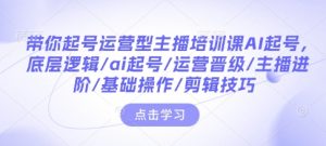 带你起号运营型主播培训课AI起号，底层逻辑/ai起号/运营晋级/主播进阶/基础操作/剪辑技巧-网创电课网