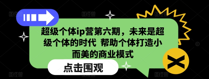 超级个体ip营第六期，未来是超级个体的时代  帮助个体打造小而美的商业模式-网创电课网