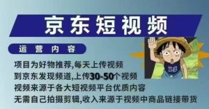 京东短视频带货课，无需自己拍摄剪辑，保姆式教学，两天快速上手-网创电课网