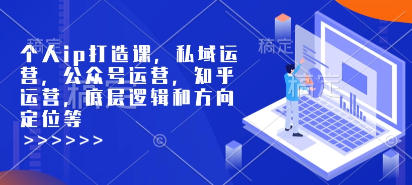 个人ip打造课，私域运营，公众号运营，知乎运营，底层逻辑和方向定位等-网创电课网