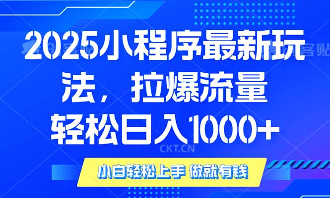 2025年小程序最新玩法，流量直接拉爆，单日稳定变现1000+-网创电课网