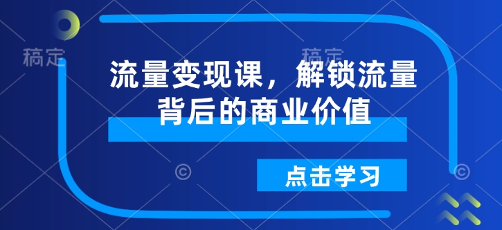 流量变现课，解锁流量背后的商业价值-网创电课网