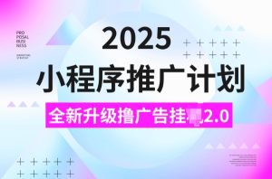 2025小程序推广计划，撸广告挂JI3.0玩法，日均5张-网创电课网