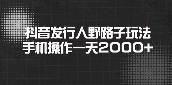 抖音发行人野路子玩法，手机操作一天2000+-网创电课网