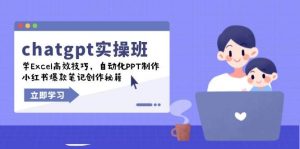 chatgpt实战班，学Excel高效技巧，自动化PPT制作，小红书爆款笔记创作秘籍-网创电课网