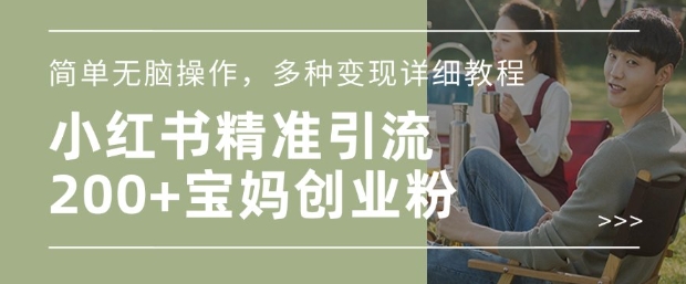 小红书混剪日引200+宝妈创业粉,简单无脑操作,多种变现详细教程-网创电课网