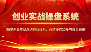 创业实战操盘系统，20年创业实战总结经验体系，总结提炼20多节操盘思维！-网创电课网