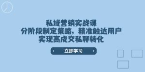 私域营销实战课,分阶段制定策略,精准触达用户,实现高成交私聊转化-网创电课网