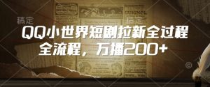QQ小世界短剧拉新全流程，万播200+-网创电课网
