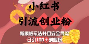 小红书引流创业粉，新模板玩法并且安全导流，日引100+创业粉-网创电课网