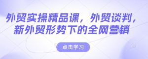外贸实操精品课,外贸谈判,新外贸形势下的全网营销-网创电课网