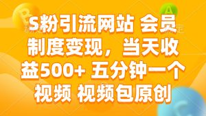 S粉引流网站 会员制度变现，当天收益500+ 五分钟一个视频 视频包原创-网创电课网